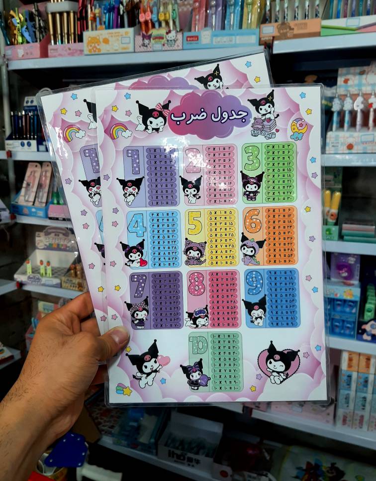 جدول ضرب لمینت دار کرومی سایز A4