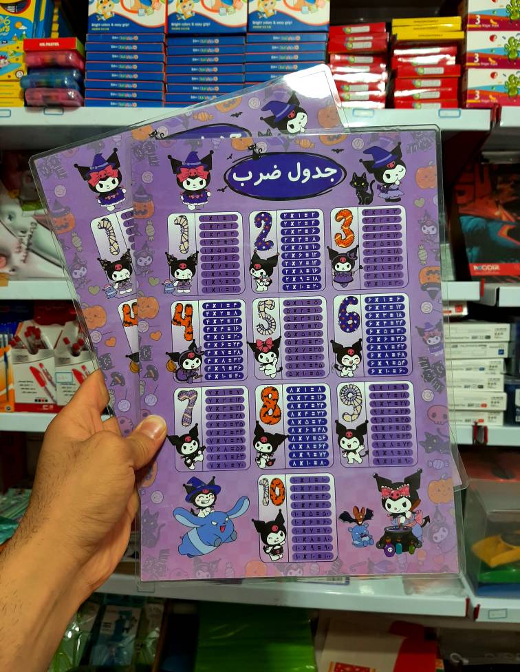 جدول ضرب لمینت دار کرومی سایز A4