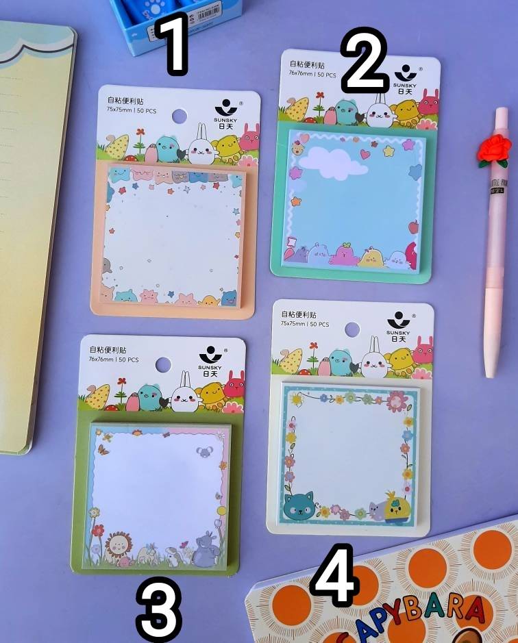 استیک نوت فانتزی حیوانات کیوت ابعاد 8 در 8 سانت