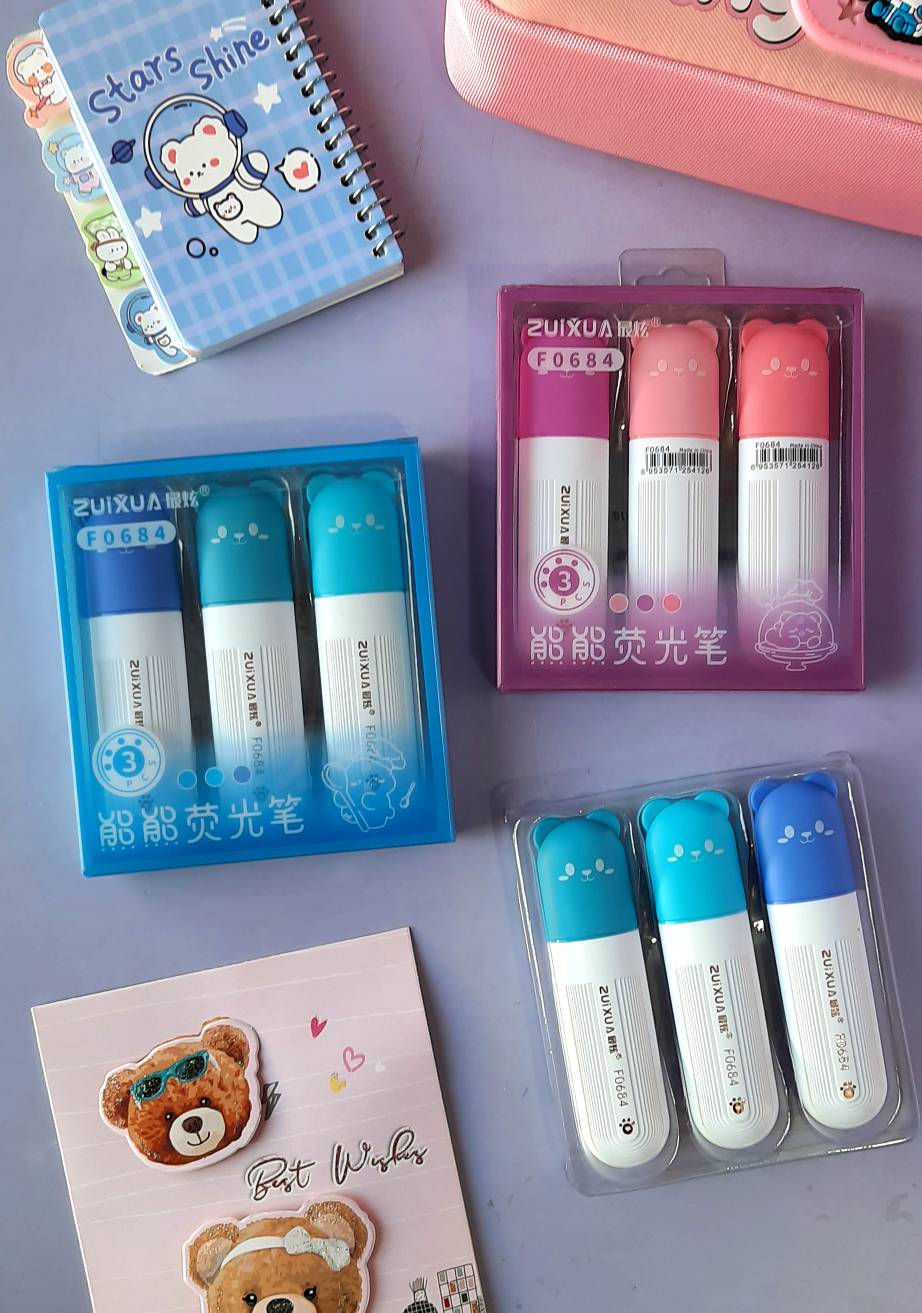 ماژیک هایلایت 3 عددی پاستلی خرسی